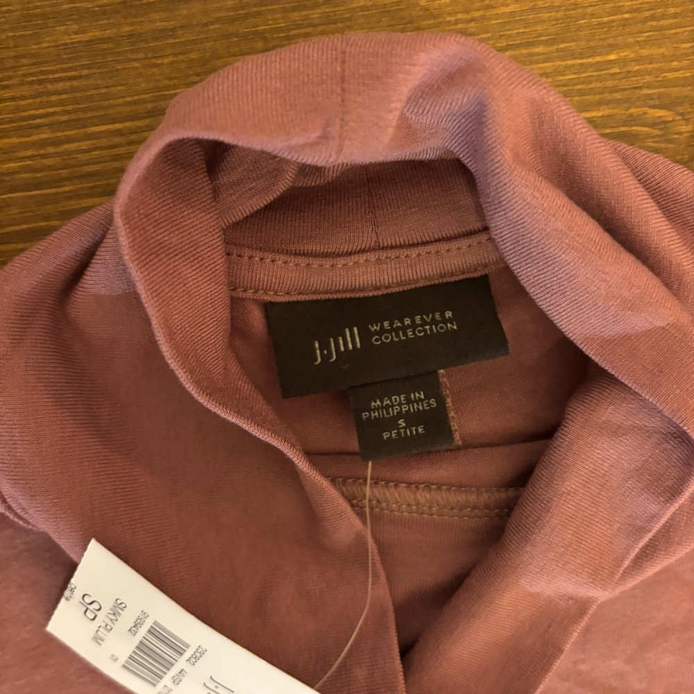 J.Jill Wearever Collection Mock Neck Top Smoky Plum NWT Small Petite Travel Knit - Picture 9 of 11